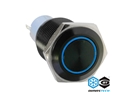 Push-Button DimasTech® Black, 16mm ID, Momentary Action, Led Color Blue